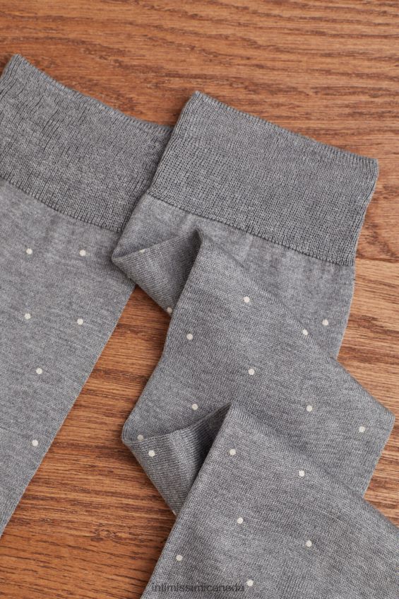 Socks CA Intimissimi Men Short Socks in Patterned Lisle Cotton 063J-Polka Dot-Print Charcoal Grey Melange DD6R6T337 - Image 2