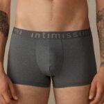 Underwear CA Intimissimi Men Boxer Shorts in Microfibre with Logo 5227-Charcoal Grey Melange DD6R6T100