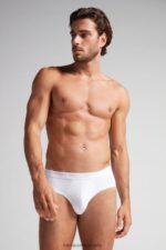 Underwear CA Intimissimi Men Microfiber Briefs with Logo Detail 001-White DD6R6T151 - Image 2