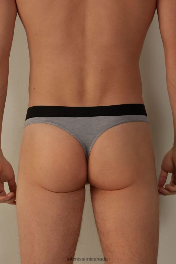 Underwear CA Intimissimi Men Microfibre Thong with Logo Detail 9958-Light Grey Blend DD6R6T132 - Image 2