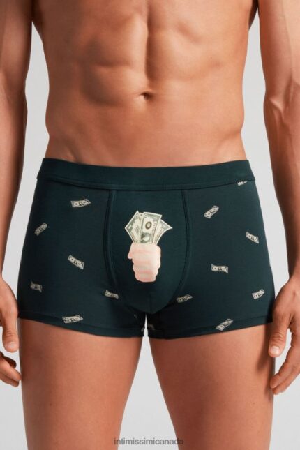 Underwear CA Intimissimi Men Natural Fresh Supima Cotton Money Boxers 370J-Verde Scuro St.Soldi DD6R6T2