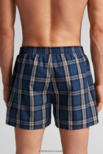 Underwear CA Intimissimi Men Print-Detail Boxers 375J-Check Medium Blue/Nero DD6R6T13 - Image 3