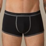 Underwear CA Intimissimi Men Stretch Supima Cotton Boxer Shorts with Logo Detail 385I-Black/Graphite Blend DD6R6T116
