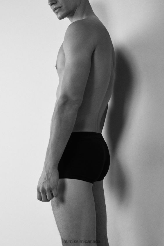 Underwear CA Intimissimi Men Stretch Supima Cotton Boxer Shorts with Logo Detail 386I-Black/Black DD6R6T115 - Image 2