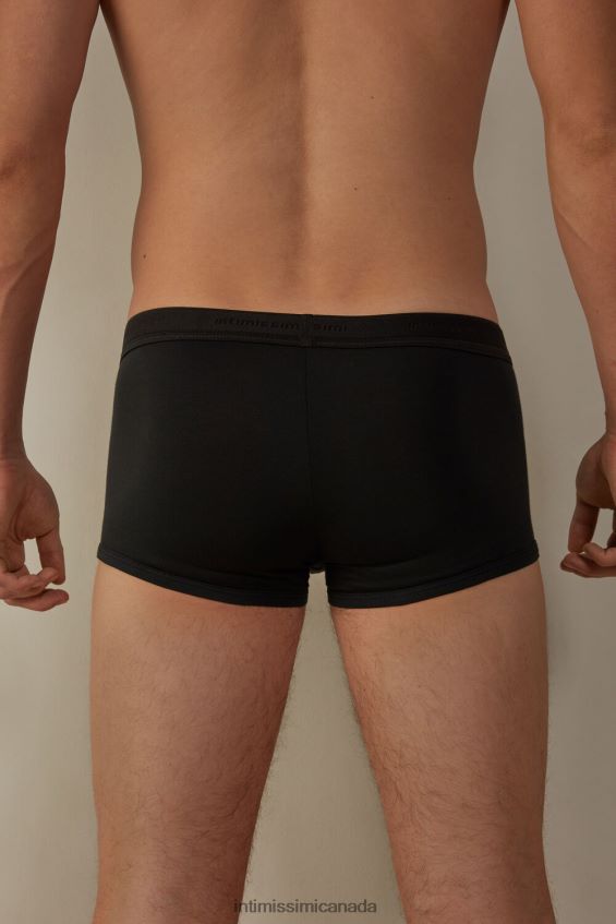 Underwear CA Intimissimi Men Stretch Supima Cotton Boxer Shorts with Logo Detail 386I-Black/Black DD6R6T115 - Image 3
