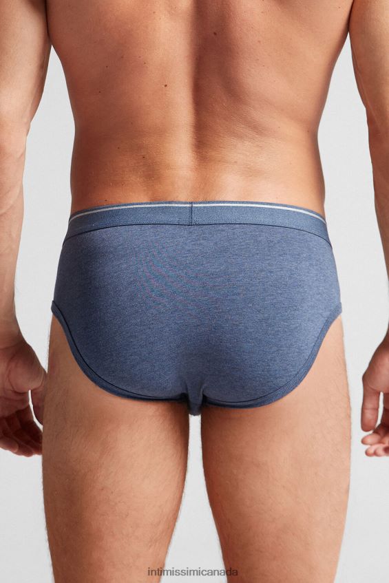 Underwear CA Intimissimi Men Supima Cotton Briefs with Visible Elastic 081I-Denim Blue Blend/Light Grey Blend DD6R6T118 - Image 3