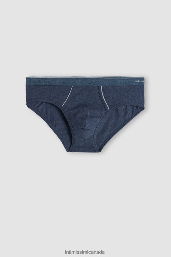 Underwear CA Intimissimi Men Supima Cotton Briefs with Visible Elastic 081I-Denim Blue Blend/Light Grey Blend DD6R6T118 - Image 4