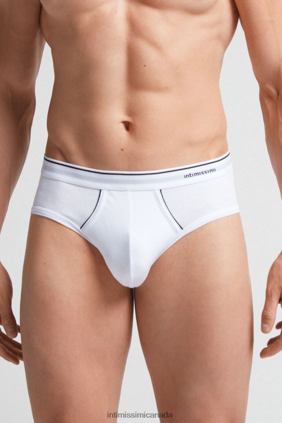 Underwear CA Intimissimi Men Supima Cotton Briefs with Visible Elastic 6986-White/Blue DD6R6T122 - Image 1