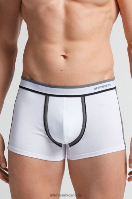 Underwear CA Intimissimi Men Two-Tone Stretch Supima Cotton Boxers 384I-White/Graphite Blend DD6R6T101
