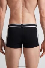Underwear CA Intimissimi Men Two-Tone Stretch Supima Cotton Boxers 539I-Black/Light Grey Blend DD6R6T105 - Image 2