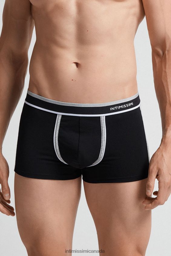Underwear CA Intimissimi Men Two-Tone Stretch Supima Cotton Boxers 539I-Black/Light Grey Blend DD6R6T105 - Image 1