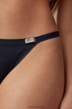 Underwear CA Intimissimi Women Cotton Thong with Side Straps 1467-Intense Blue DD6R6T1023 - Image 3