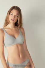 Underwear CA Intimissimi Women Greta Natural Cotton Balconette Bra 031-Light Grey Melange DD6R6T761