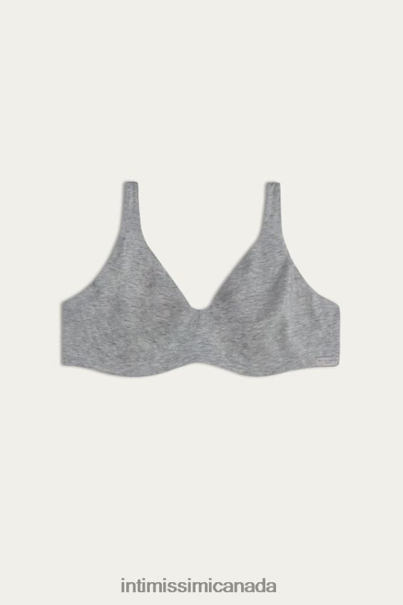 Underwear CA Intimissimi Women Greta Natural Cotton Balconette Bra 031-Light Grey Melange DD6R6T761 - Image 5