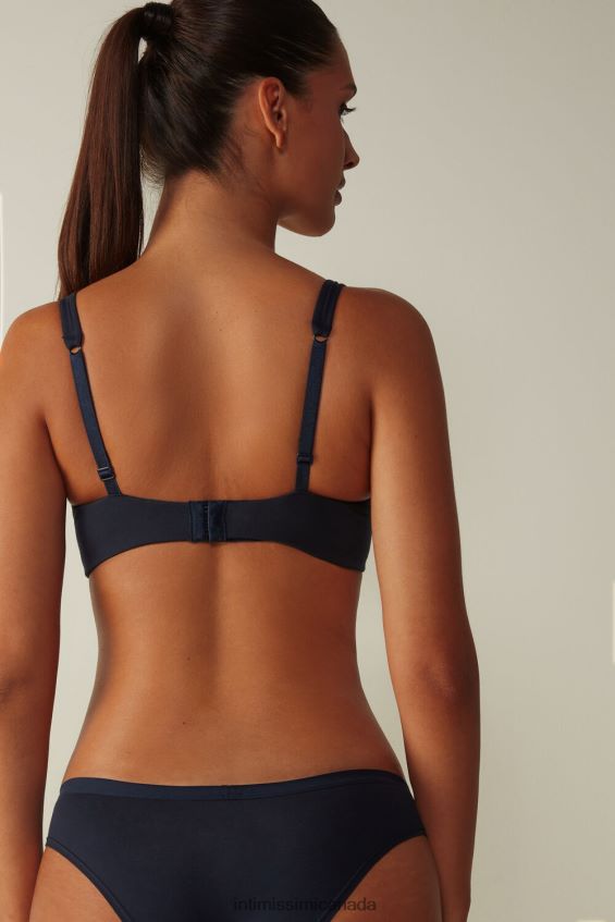 Underwear CA Intimissimi Women Greta Natural Cotton Balconette Bra 1467-Intense Blue DD6R6T688 - Image 5