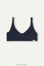 Underwear CA Intimissimi Women Greta Natural Cotton Balconette Bra 1467-Intense Blue DD6R6T688 - Image 6