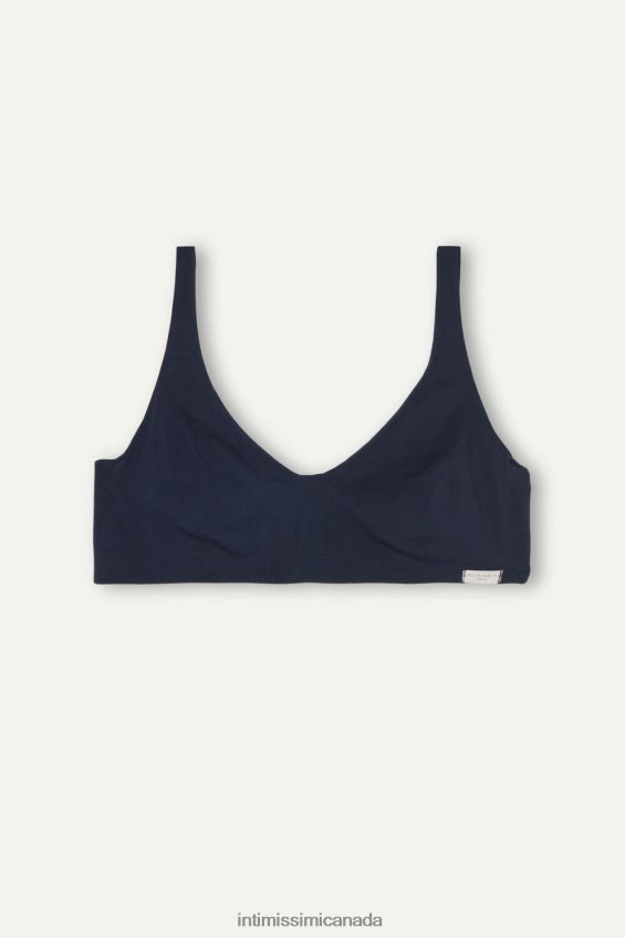 Underwear CA Intimissimi Women Greta Natural Cotton Balconette Bra 1467-Intense Blue DD6R6T688 - Image 6