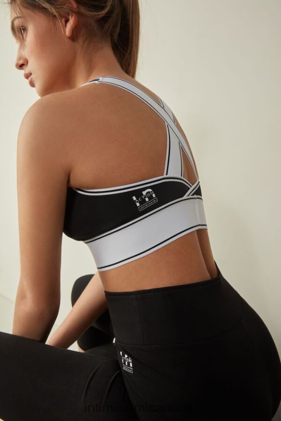 Underwear CA Intimissimi Women In Action Bra Top with Supima Cotton Lining 661I-Nero/Bianco DD6R6T744 - Image 2
