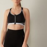 Underwear CA Intimissimi Women In Action Zipped Bra Top with Supima Cotton Lining 661I-Nero/Bianco DD6R6T745