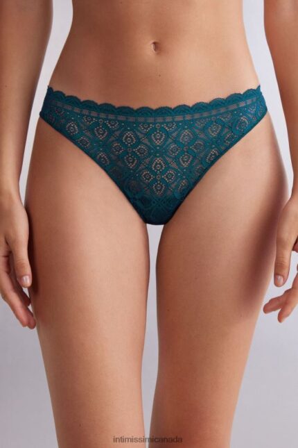 Underwear CA Intimissimi Women Lace and Microfibre Brazilian Briefs 346J-Teal Blue DD6R6T898