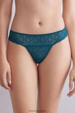 Underwear CA Intimissimi Women Lace Brazilian Briefs 346J-Teal Blue DD6R6T861