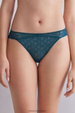 Underwear CA Intimissimi Women Low-Rise Lace Briefs 346J-Teal Blue DD6R6T863