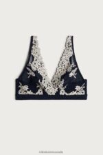 Underwear CA Intimissimi Women Pretty Flowers Lara Triangle Bra 347I-Deep Blue/Vanilla DD6R6T784 - Image 6