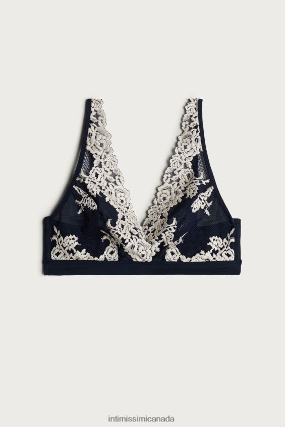 Underwear CA Intimissimi Women Pretty Flowers Lara Triangle Bra 347I-Deep Blue/Vanilla DD6R6T784 - Image 6