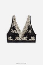 Underwear CA Intimissimi Women Pretty Flowers Lara Triangle Bra 9887-Black/Ivory DD6R6T803 - Image 6