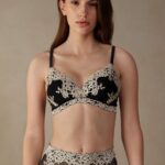 Underwear CA Intimissimi Women Pretty Flowers Lucia Triangle Bra 9887-Black/Ivory DD6R6T785