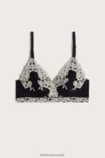 Underwear CA Intimissimi Women Pretty Flowers Lucia Triangle Bra 9887-Black/Ivory DD6R6T785 - Image 5