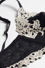Underwear CA Intimissimi Women Pretty Flowers Lucia Triangle Bra 9887-Black/Ivory DD6R6T785 - Image 6