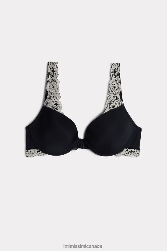 Underwear CA Intimissimi Women Pretty Flowers Microfibre Bellissima Push-Up Bra 9887-Black/Ivory DD6R6T802 - Image 6