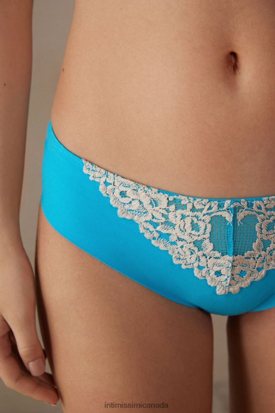 Underwear CA Intimissimi Women Pretty Flowers Seamless Cotton Briefs 233J-Digital Turquoise/Ivory DD6R6T966 - Image 3