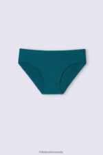 Underwear CA Intimissimi Women Raw-Cut Cotton Briefs 346J-Teal Blue DD6R6T899 - Image 5