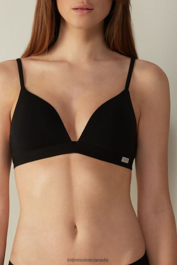Underwear CA Intimissimi Women Tiziana Natural Cotton Triangle Bra 019-Black DD6R6T740 - Image 1