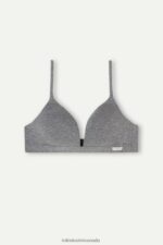 Underwear CA Intimissimi Women Tiziana Natural Cotton Triangle Bra 616I-Cloud Grey Blend DD6R6T723 - Image 6
