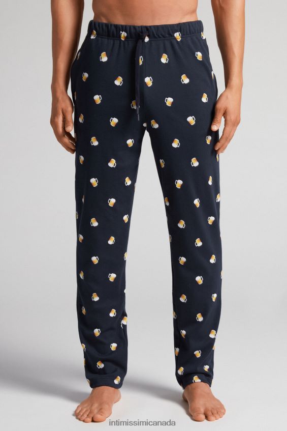 Apparel CA Intimissimi Men Full-length Cotton Trousers with Beer Print 369J-Blu Notte St.Birre DD6R6T168