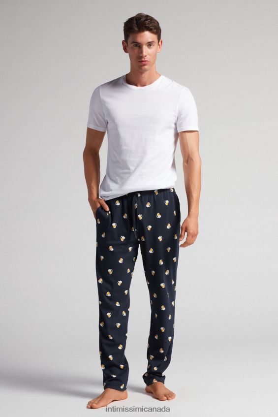 Apparel CA Intimissimi Men Full-length Cotton Trousers with Beer Print 369J-Blu Notte St.Birre DD6R6T168
