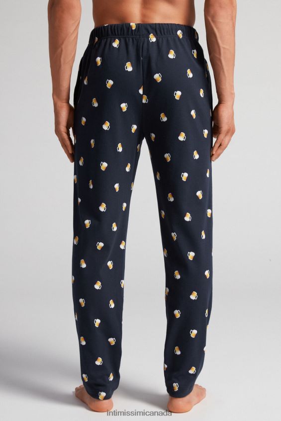 Apparel CA Intimissimi Men Full-length Cotton Trousers with Beer Print 369J-Blu Notte St.Birre DD6R6T168