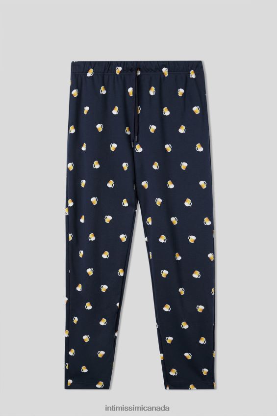 Apparel CA Intimissimi Men Full-length Cotton Trousers with Beer Print 369J-Blu Notte St.Birre DD6R6T168