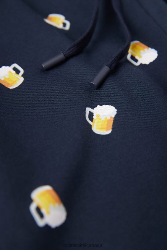 Apparel CA Intimissimi Men Full-length Cotton Trousers with Beer Print 369J-Blu Notte St.Birre DD6R6T168