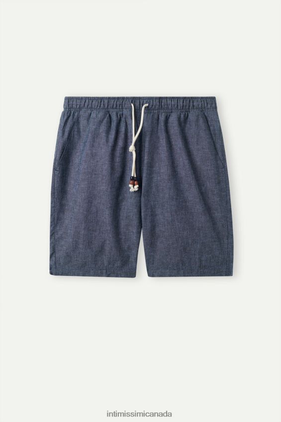 Apparel CA Intimissimi Men Linen and Cotton Shorts 288J-Petrol Blue DD6R6T171