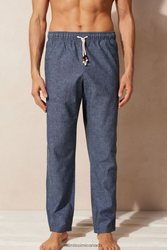 Apparel CA Intimissimi Men Linen and Cotton Trousers 288J-Petrol Blue DD6R6T166