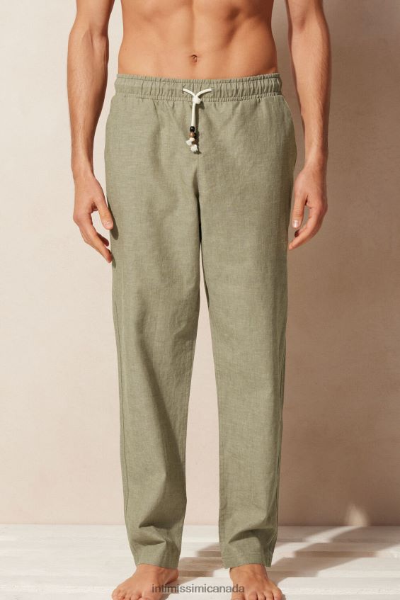 Apparel CA Intimissimi Men Linen and Cotton Trousers 289J-Military Green DD6R6T179