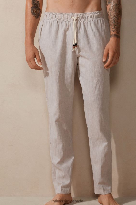 Apparel CA Intimissimi Men Linen and Cotton Trousers 917I-White Linen DD6R6T208