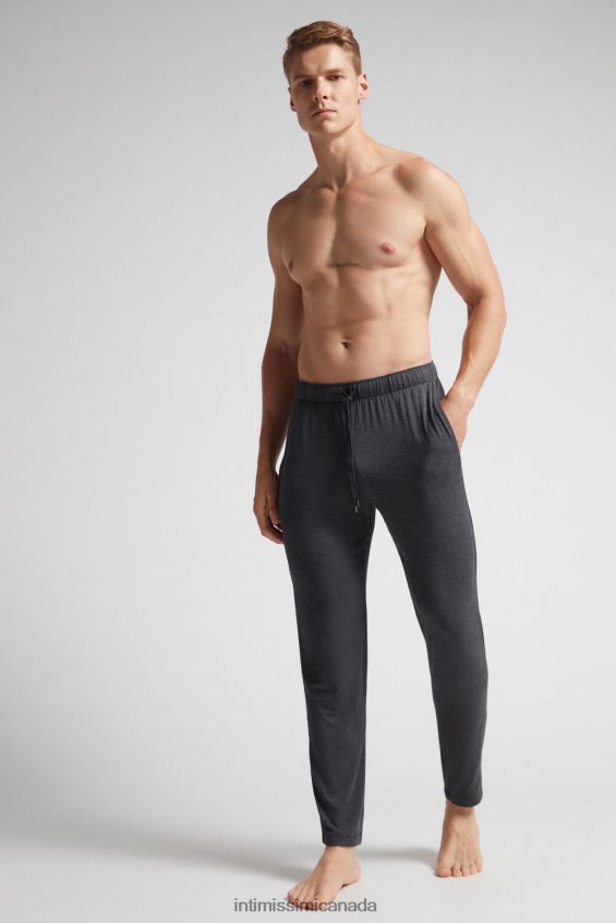 Apparel CA Intimissimi Men Long Silk and Modal Trousers 040-Dark Grey Blend DD6R6T263