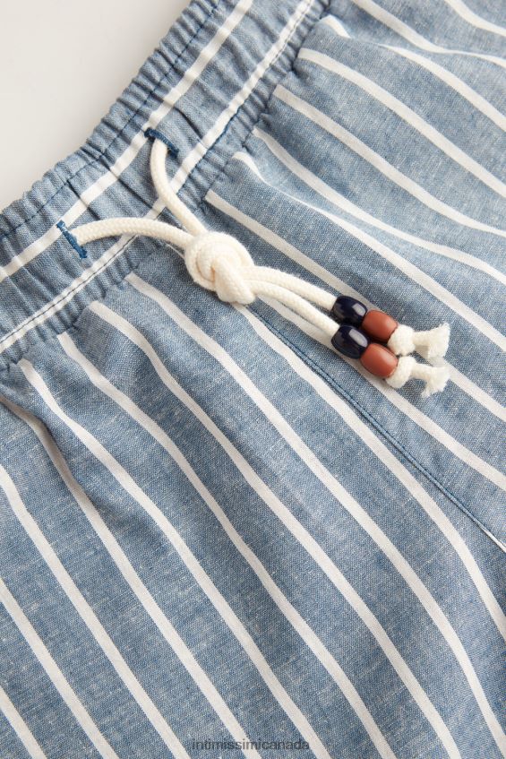 Apparel CA Intimissimi Men Striped Linen and Cotton Trousers 292J-Denim Blue/White Linen Stripes DD6R6T164