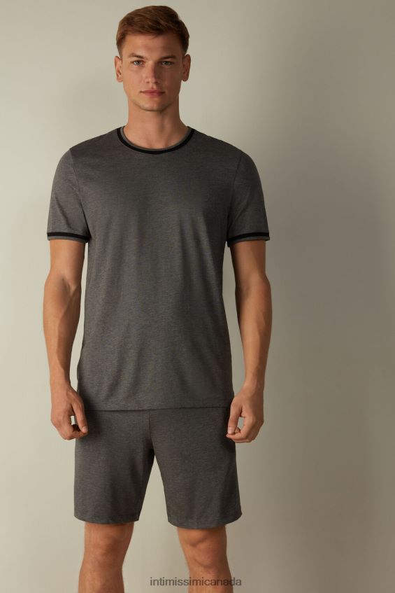 Apparel CA Intimissimi Men Cropped Basic Supima Cotton Pyjamas 5227-Charcoal Grey Melange DD6R6T306