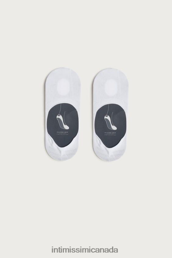 Socks CA Intimissimi Men Stretch Cotton Footlet Socks 001-White DD6R6T401